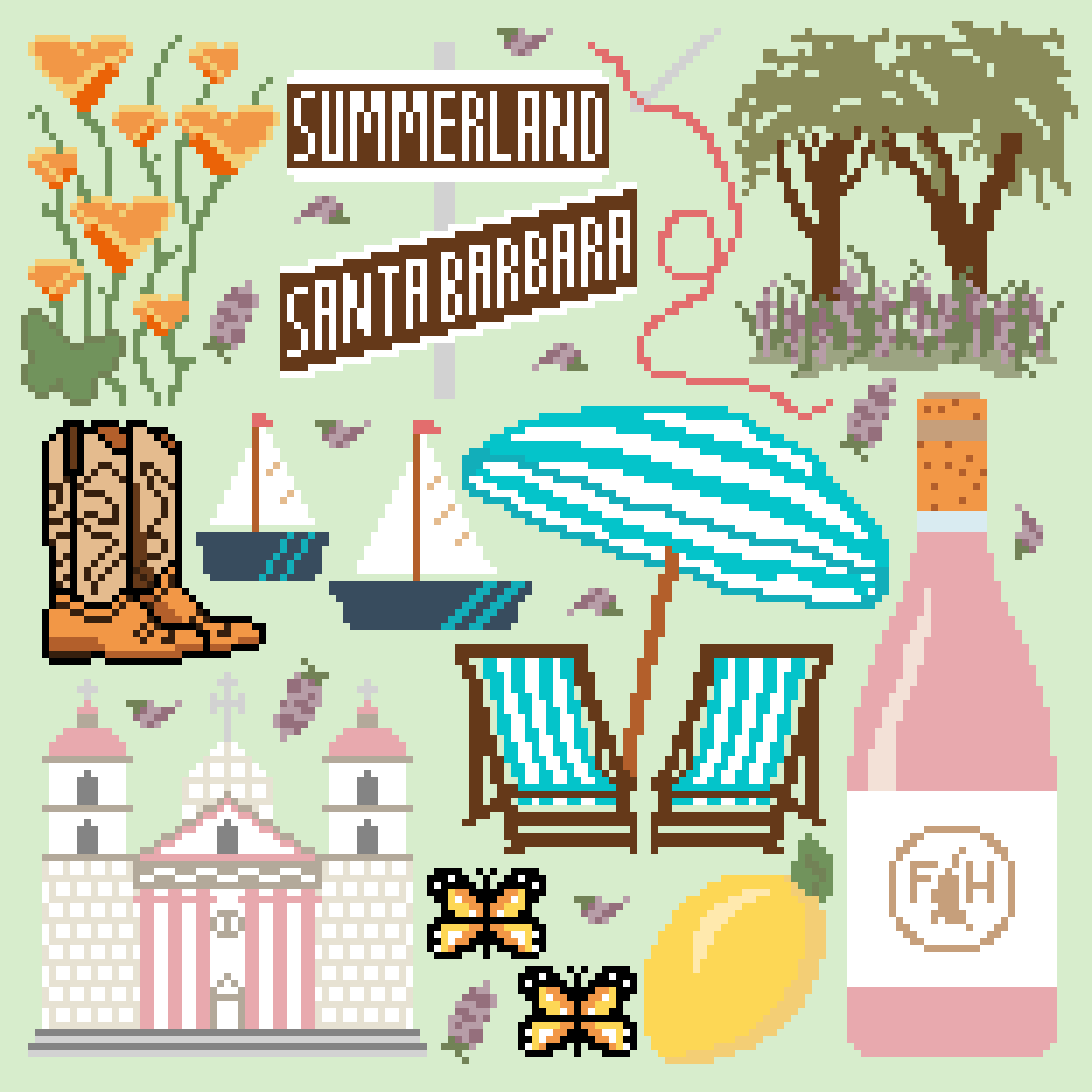 Santa Barbara needlepoint canvas design